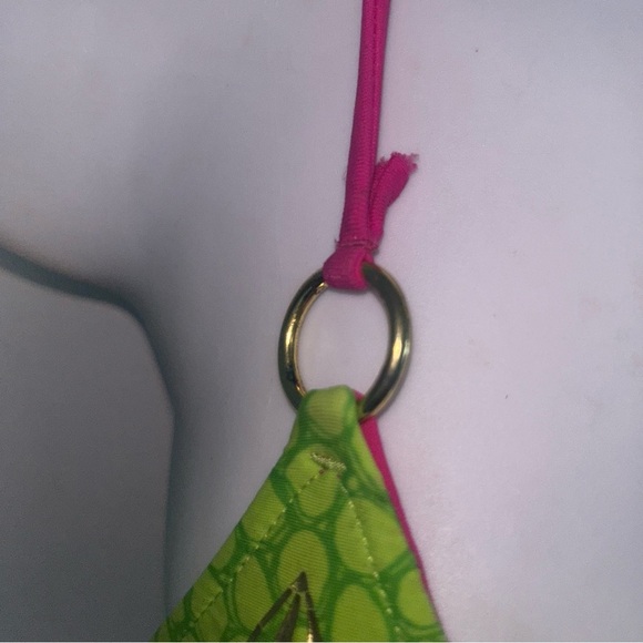 Volcom  2 pc Triangle Top Bikini XS Swimsuit Reversible Pink Green Set - Picture 11 of 12